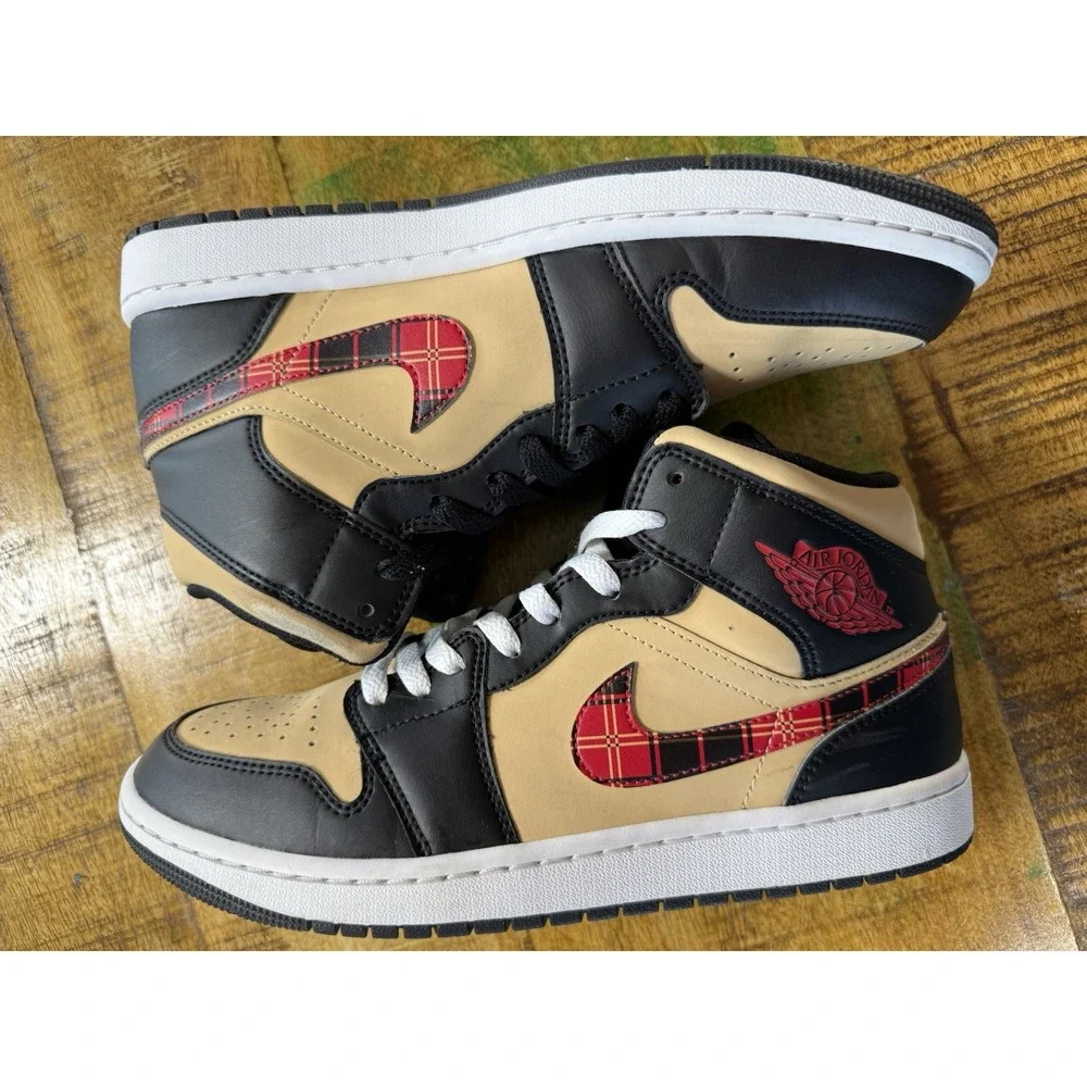 Nike Air Jordan 1 Mid SE Tartan Swoosh Men's Size 9 DZ5329-001